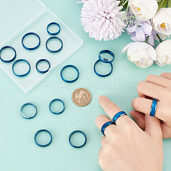 16 шт. набор из 8 текстурированных колец из нержавеющей стали 201 размера для женщин&nbsp;RJEW-UN0002-77BL