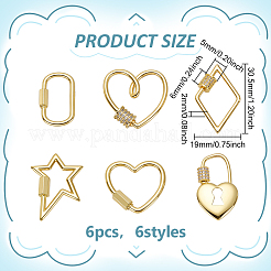 6 шт. 6 стиля латунный винт с карабином&nbsp;ZIRC-ME0001-06