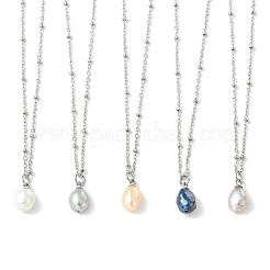 Collier pendentif en perle de culture d'eau douce naturelle en forme de pomme de terre&nbsp;NJEW-JN06346