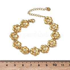304 Edelstahl Micro Pave Zirkonia Gliederarmbänder für Damen&nbsp;SA-CBA4051-04G