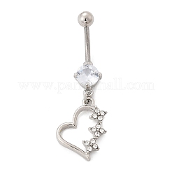 Anneaux de nombril incurvés en alliage de cristal strass pendants&nbsp;LS-AJEW-R007-04P-04