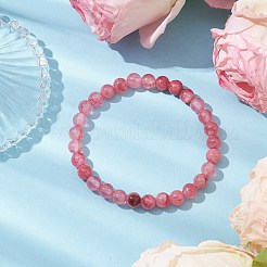 Bracelets extensibles en perles rondes en jade vert naturel teint de 6.5mm pour femmes&nbsp;BJEW-JB10844-02