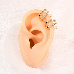 Серьги-каффы в форме буквы С с микропаве из прозрачного кубического циркония из латуни EJEW-D328-08G