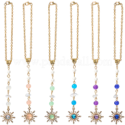 6 шт. 6-х цветные подвесные украшения из стекла и сплава смолы&nbsp;HJEW-SC0002-67