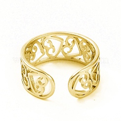 Ионное покрытие (ip) 304 нержавеющая сталь полое сердце открытое кольцо-манжета для женщин&nbsp;RJEW-C053-06G