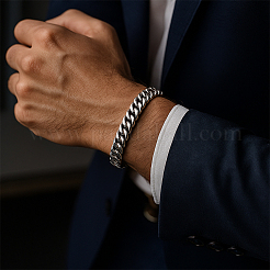 3 шт. 3 стиля браслеты из кубинской цепочки из нержавеющей стали 304 для мужчин и женщин&nbsp;BJEW-GO0002-17