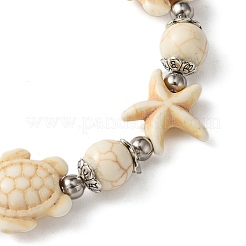 Seestern- und Schildkröten-Set aus synthetischen türkisfarbenen Perlen&nbsp;SJEW-JS01311-01