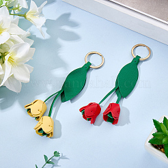 2 шт. 2-х цветная искусственная кожа подвесное украшение для ключей&nbsp;FIND-GF0008-34