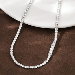 925 теннисное ожерелье из стерлингового серебра с кристаллами кубического циркония для женщин NJEW-C096-01A-P02