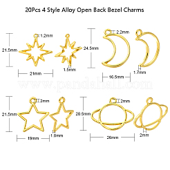 20 шт. 4 стиля сплава подвески с открытой задней панелью&nbsp;PALLOY-CJ0002-11