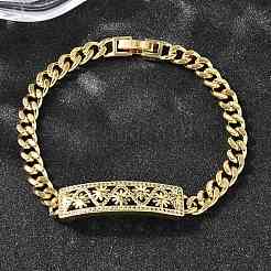 Латунные браслеты с микропаве из чистого кубического циркония BJEW-F498-04B-G