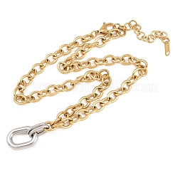 Двухцветная овальная подвеска из нержавеющей стали 304&nbsp;NJEW-T020-03B-GP