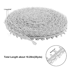 レーストリムナイロンリボン  ヘッドバンド用  飾るガーター  花のデザインと工芸品  銀  3/8インチ（9mm）  約20ヤード/カード（18.28メートル/カード）&nbsp;SRIB-WH0007-01A