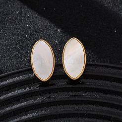 Серьги-гвоздики из натуральной белой ракушки из нержавеющей стали 304&nbsp;EJEW-Z103-09G