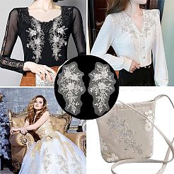 2 шт. 2-х стилистические аппликации с рисунком «Цветок жизни» из полиэстера с компьютерной вышивкой&nbsp;DIY-GF0006-90