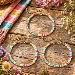 Armbandsets aus gefärbten Naturmuscheln und MessingUnterlegscheibenperlen für Damen&nbsp;ZF6464-1