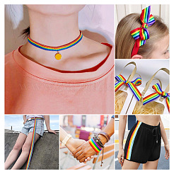 Ленты из полиэстера в полоску 30 м 3 цветов радуги&nbsp;OCOR-TA0001-77