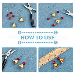 40 шт. 4-цветные бусины-конусы из сплава в тибетском стиле с треугольными лепестками&nbsp;FIND-DC0003-95