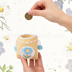 1 portefeuille tricoté à fleurs&nbsp;AJEW-GF0011-09D