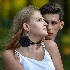 6 шт. 6-х цветный тканевый цветочный воротник-чокер ожерелье NJEW-FH0001-11