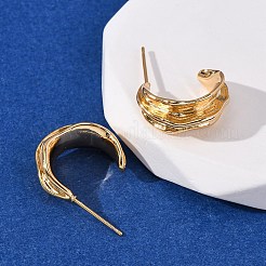 Латунные серьги-гвоздики в форме буквы С EJEW-A143-05G