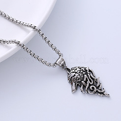 Ожерелья с подвеской в виде головы волка из нержавеющей стали 304 в виде викингов-пиратов&nbsp;LU3872