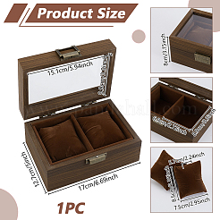 Cajas de madera para guardar relojes con 2 ranura&nbsp;OBOX-WH0089-261