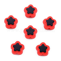 不透明なメッキアクリルビーズ  ライン入り  スター  レッド  9.5x10x5mm  穴：1.6mm  約1850個/500g&nbsp;OACR-N136-01C