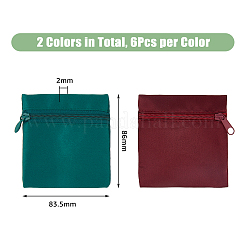 12 шт. 2-х цветные бархатные сумки для хранения ювелирных изделий на молнии ABAG-DC0001-01