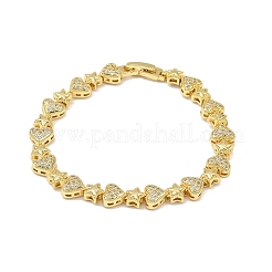 Латунные браслеты-цепочки с микропаве из прозрачных кубических цирконий для женщин BJEW-P366-01A-G