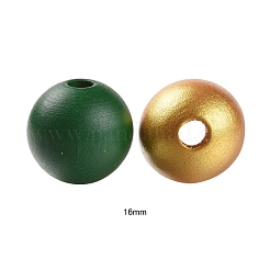 160шт 4 цвета рождественские расписные круглые бусины из натурального дерева WOOD-LS0001-01N