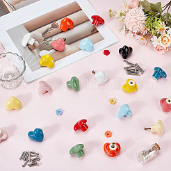 24 pieza de manijas para cajones de porcelana con forma de corazón de 12 colores&nbsp;FIND-GO0004-71