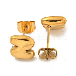 Chunk-Buchstaben-Ohrstecker aus 304 Edelstahl für Damen&nbsp;EJEW-G386-01Z-G