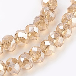 Стеклянные бусины с гальваническим покрытием  GLAA-K027-PL-A07