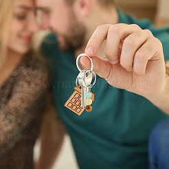 2 шт. 2 стиля сплава с бусинами из драгоценных камней и железными брелоками KEYC-FH0001-63