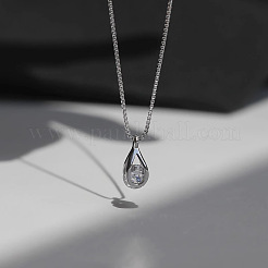 Ожерелья с подвеской в форме капли из латуни с прозрачным кубическим цирконием для женщин FS-WGA1EE7-01
