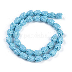 Нити резных бусин синтетического коралла CORA-K009-02