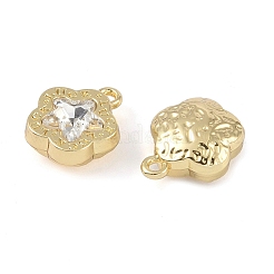 めっき合金ビーズラック  液晶カラーラインストーン付き  花  ゴールドカラー  14.5x12x6mm  穴：1.4mm&nbsp;FIND-B038-02G