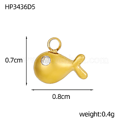 Dijes de acero inoxidable 304 con circonitas cúbicas transparentes engastadas.&nbsp;CU-OY001-24G