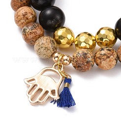 Main hamsa / main de miriam avec bracelets à breloques mauvais œil pour hommes femmes&nbsp;BJEW-JB07095