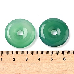天然石瑪瑙ペンダント  染め＆加熱  カウント/パイディスクチャーム  グリーン  25x5mm  穴：5mm&nbsp;G-L646-09D-01