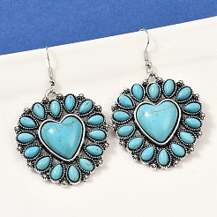 Серьги-подвески из искусственного сплава бирюзы для женщин&nbsp;EJEW-U053-11AS