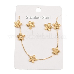Комплекты из ожерелий и серег-гвоздиков из нержавеющей стали 304 с цветком для женщин&nbsp;SJEW-K003-01G