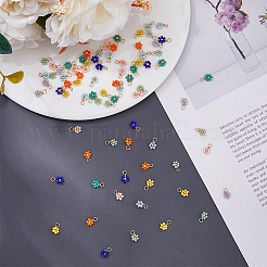 80 шт. двухцветные стеклянные подвески-цветы из бисера FIND-DC0003-64