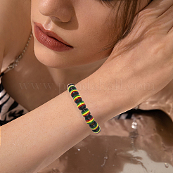 120шт непрозрачные полосатые полимерные европейские бусины&nbsp;RESI-SP0001-56