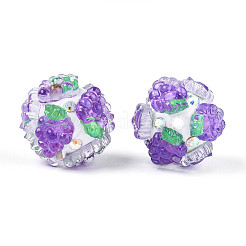 Круглые бусины из смолы в виде фруктов RESI-T059-03B