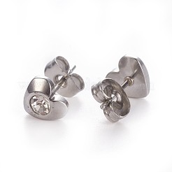 Orecchini a bottone con strass in acciaio inossidabile 304&nbsp;EJEW-F227-03P