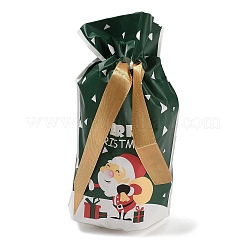クリスマス サンタクロース プラスチック包装ポーチ 巾着袋  長方形  グリーン  17.5x12x0.01cm&nbsp;ABAG-Q053-03E