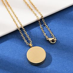 304 нержавеющая сталь плоская круглая подвеска урна для праха домашних животных ожерелья&nbsp;LS-NJEW-S455-01G