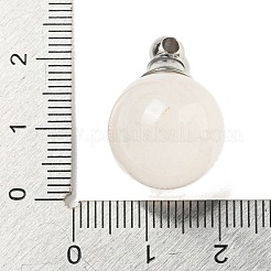 天然水晶香水瓶ペンダント  304ステンレススチール製金具付き  ラウンド  25x16mm  穴：2mm&nbsp;G-K338-22P-03